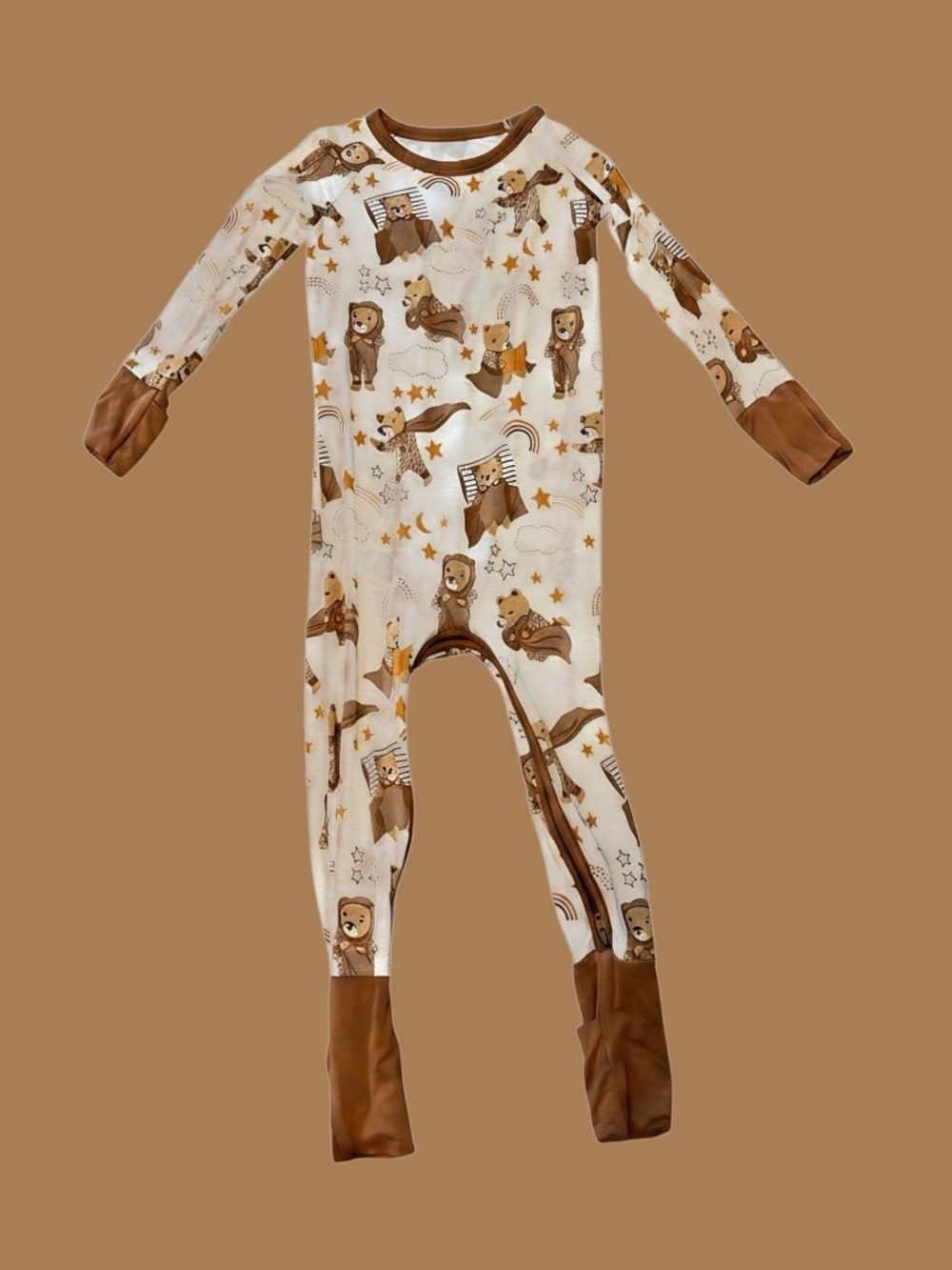 Little Sleepies Brown Bear Print Kids bamboo One-Piece Footed Pajamas